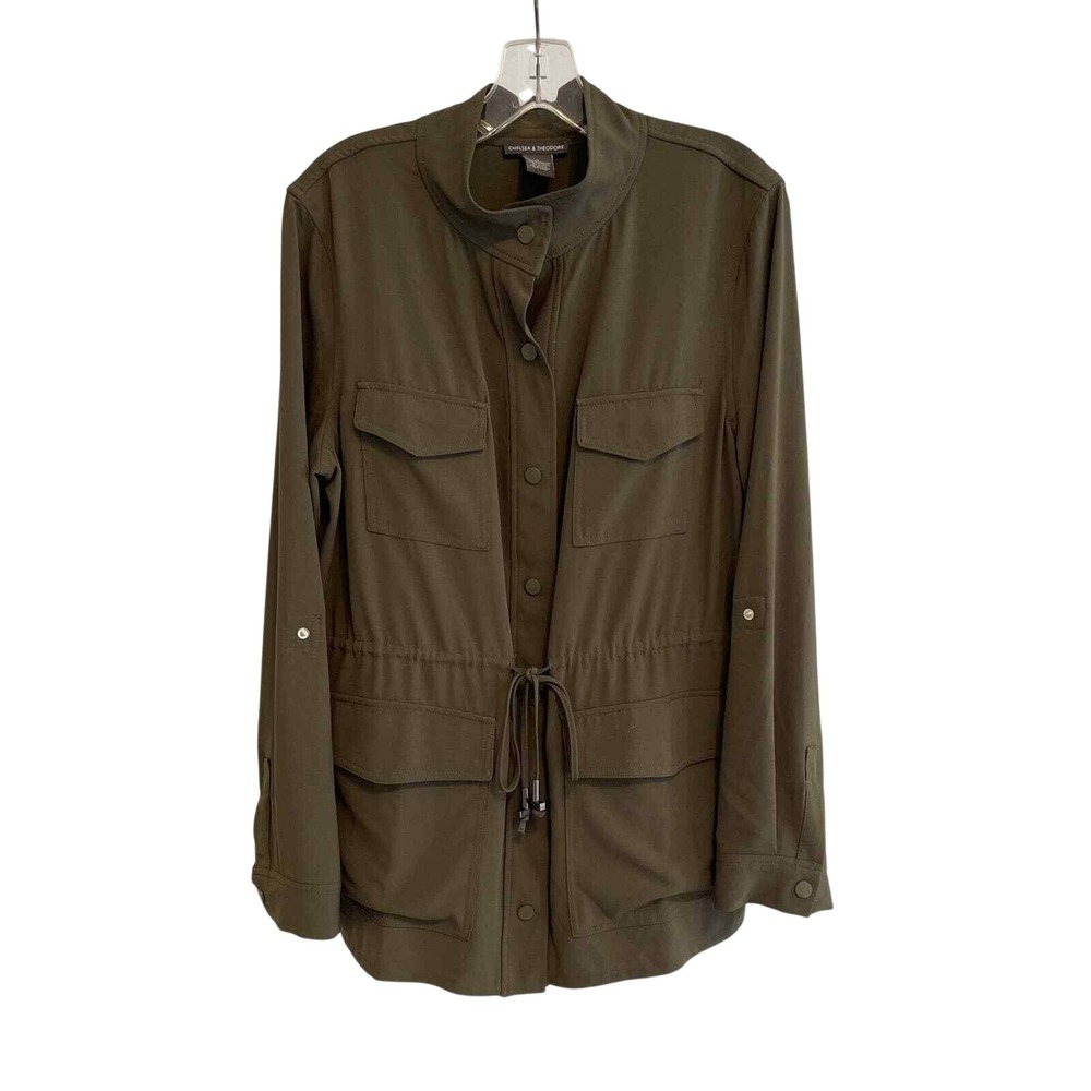 Chelsea & Theodore Dark Green‎ Shacket 4 pockets draw stringSize Large Pre-owned